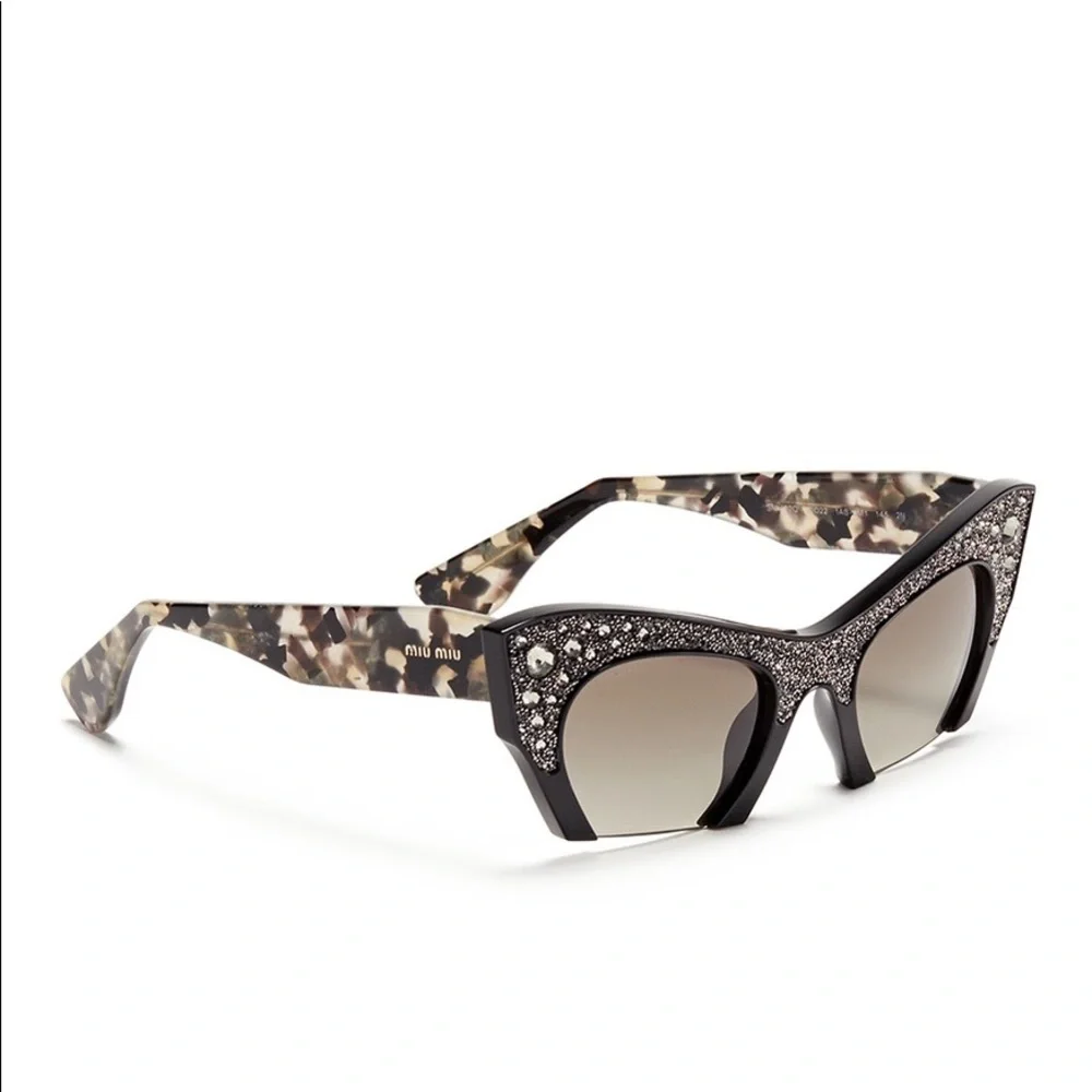 NWOT Miu Miu Rasoir Rhinestone Cat Eye Sunglasses